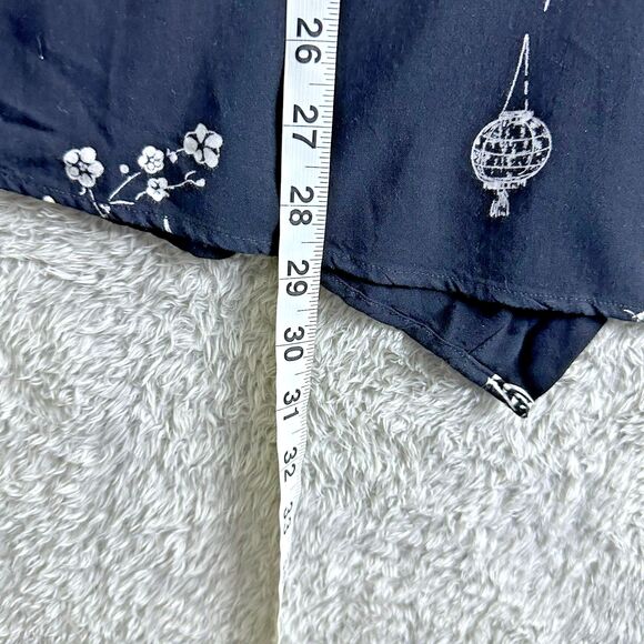 Soft Surroundings Womens Tunic Top M Asymmetrical Black Lantern Print Rayon Boho - Picture 6 of 15